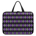 Black Grey And Purple Argyle Print Laptop Sleeve With Handle