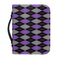 Black Grey And Purple Argyle Print Leather Bible Cover