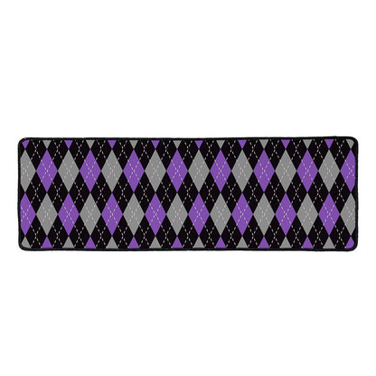 Black Grey And Purple Argyle Print Long Kitchen Mat