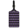 Black Grey And Purple Argyle Print Luggage Tag