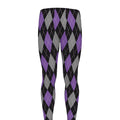 Black Grey And Purple Argyle Print Men's Leggings
