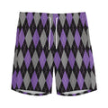 Black Grey And Purple Argyle Print Men's Athletic Shorts