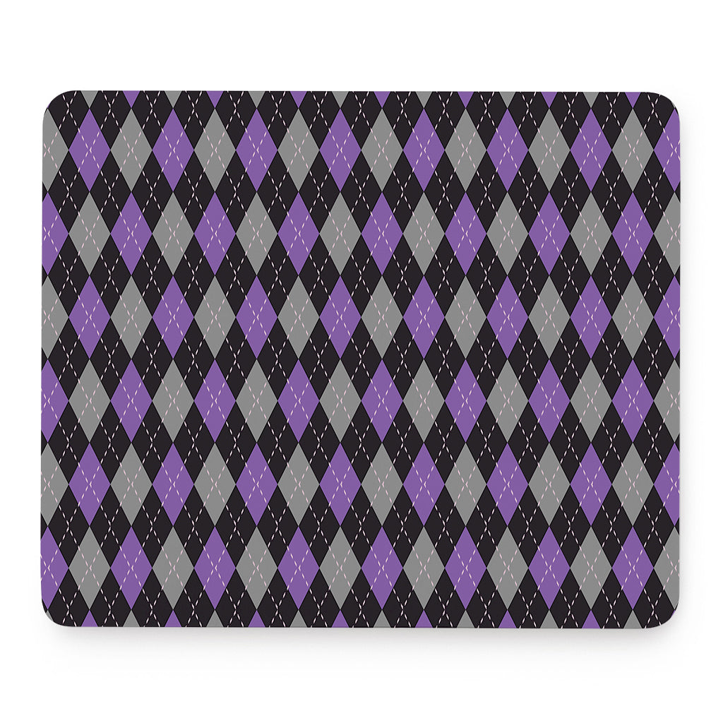 Black Grey And Purple Argyle Print Mouse Pad
