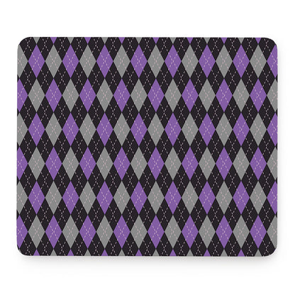 Black Grey And Purple Argyle Print Mouse Pad
