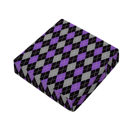 Black Grey And Purple Argyle Print Outdoor Seat Cushion Cover