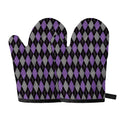 Black Grey And Purple Argyle Print Oven Mitts