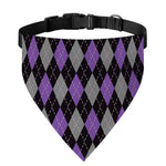 Black Grey And Purple Argyle Print Over The Collar Dog Bandana
