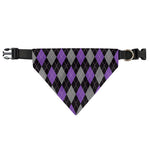 Black Grey And Purple Argyle Print Over The Collar Dog Bandana