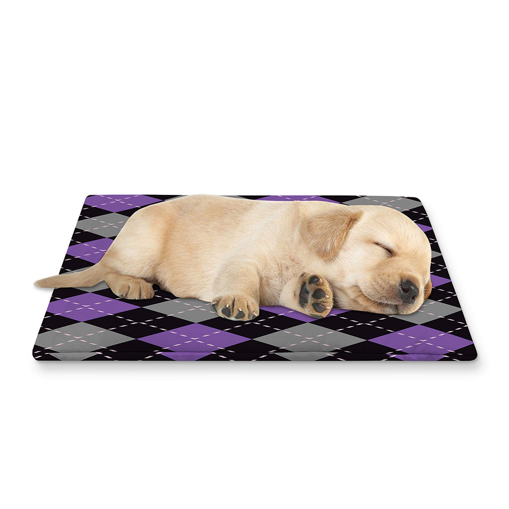 Black Grey And Purple Argyle Print Pet Cooling Mat Cover