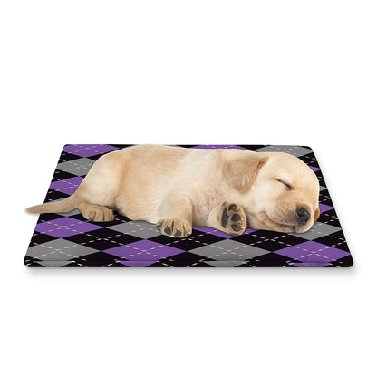 Black Grey And Purple Argyle Print Pet Cooling Mat Cover