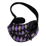 Black Grey And Purple Argyle Print Pet Sling Carrier