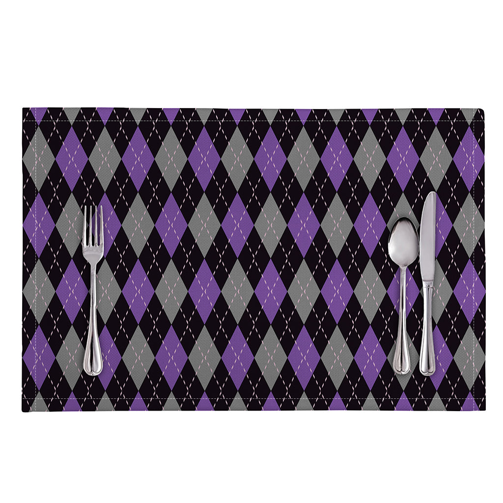 Black Grey And Purple Argyle Print Placemat