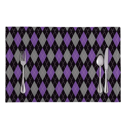 Black Grey And Purple Argyle Print Placemat