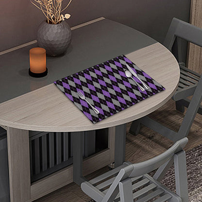 Black Grey And Purple Argyle Print Placemat