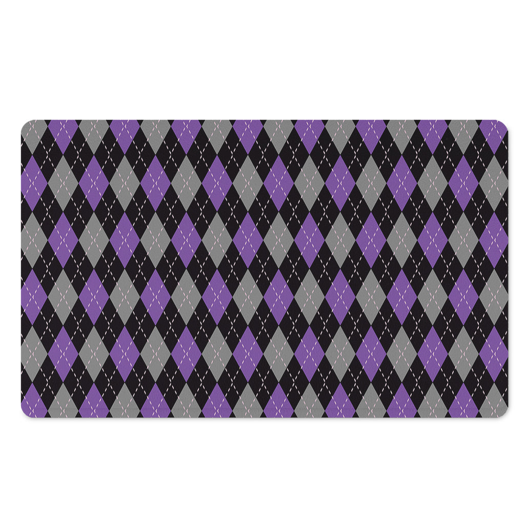 Black Grey And Purple Argyle Print Polyester Doormat