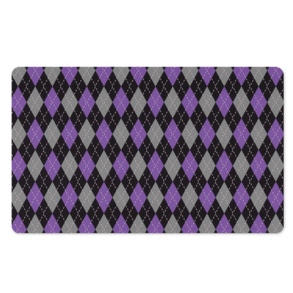 Black Grey And Purple Argyle Print Polyester Doormat