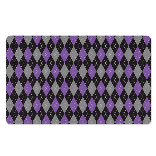 Black Grey And Purple Argyle Print Polyester Doormat