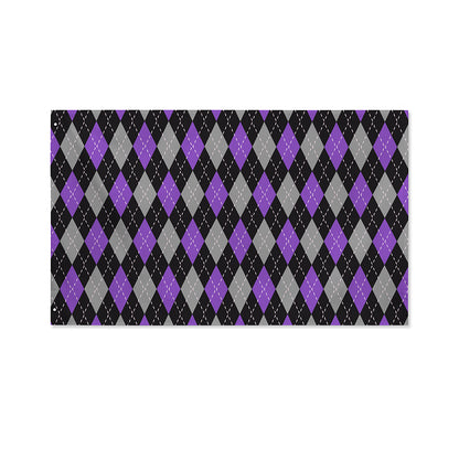 Black Grey And Purple Argyle Print Polyester Flag