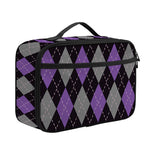 Black Grey And Purple Argyle Print Portable Lunch Bag