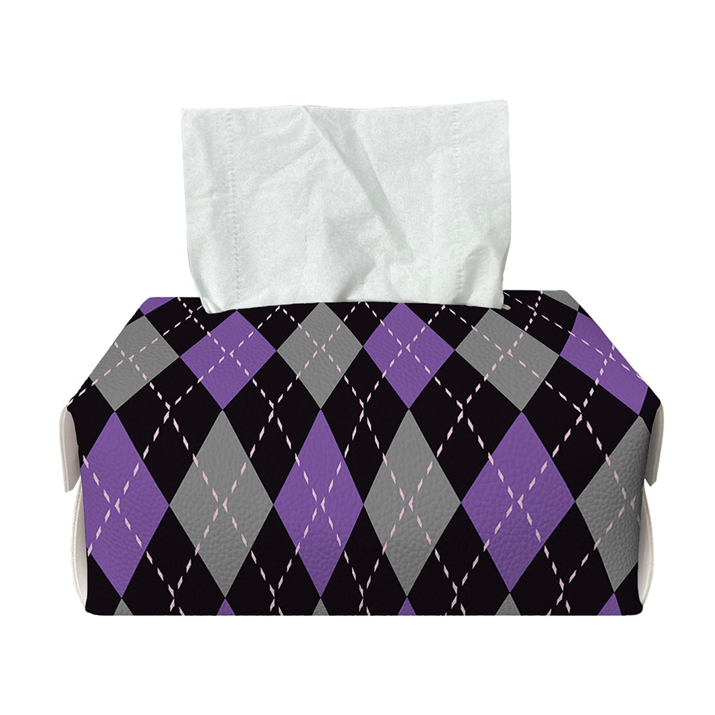 Black Grey And Purple Argyle Print Rectangle Tissue Box Cover
