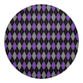 Black Grey And Purple Argyle Print Round Blanket
