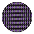 Black Grey And Purple Argyle Print Round Floor Mat