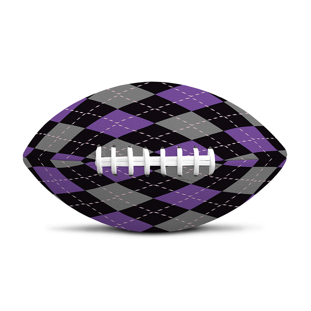 Black Grey And Purple Argyle Print Rugby Ball