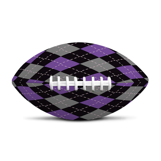 Black Grey And Purple Argyle Print Rugby Ball