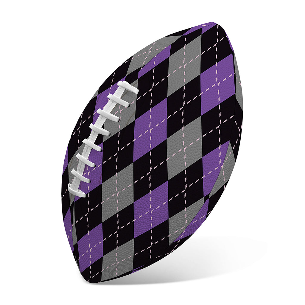 Black Grey And Purple Argyle Print Rugby Ball
