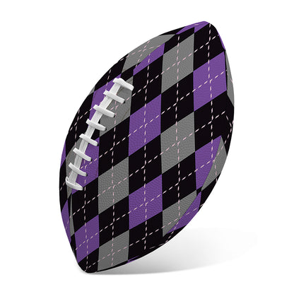 Black Grey And Purple Argyle Print Rugby Ball
