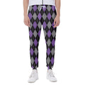 Black Grey And Purple Argyle Print Joggers