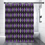 Black Grey And Purple Argyle Print Shower Curtain