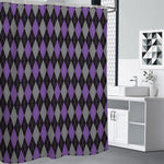 Black Grey And Purple Argyle Print Shower Curtain