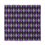 Black Grey And Purple Argyle Print Silk Bandana