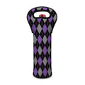 Black Grey And Purple Argyle Print Single Neoprene Wine Tote