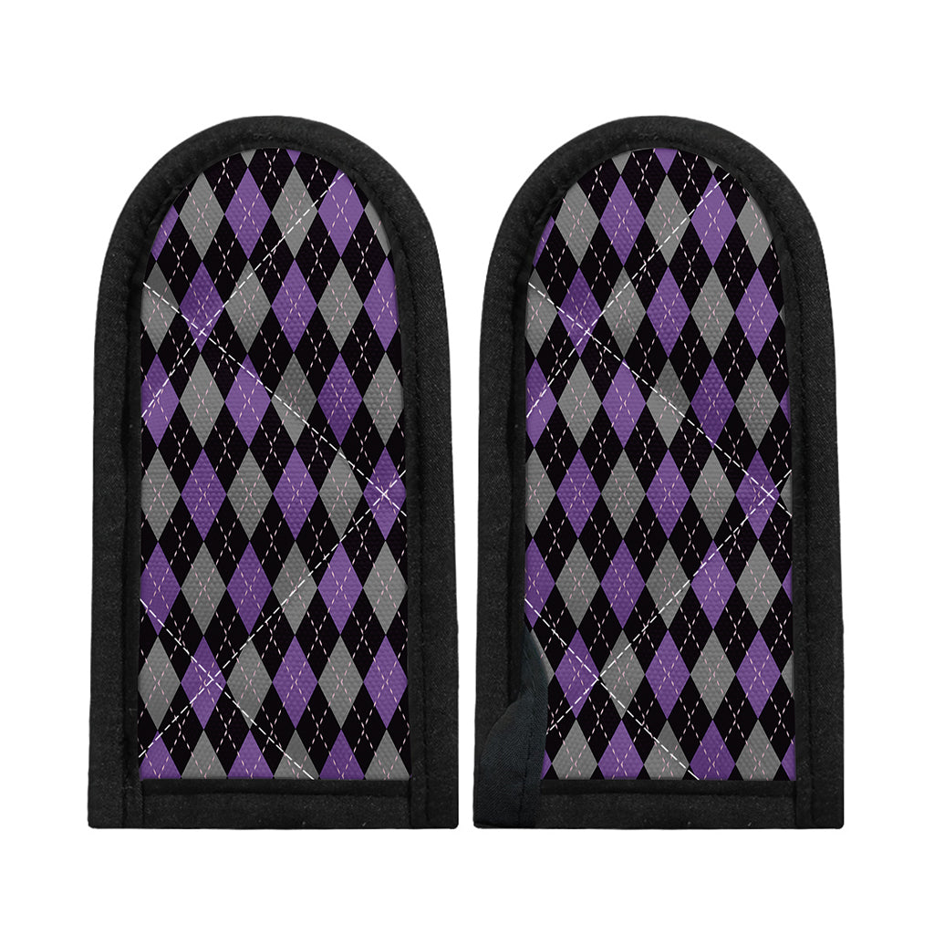 Black Grey And Purple Argyle Print Skillet Handle Cover