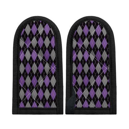 Black Grey And Purple Argyle Print Skillet Handle Cover