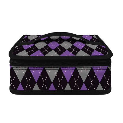 Black Grey And Purple Argyle Print Small Lunch Bag