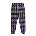 Black Grey And Purple Argyle Print Sweatpants