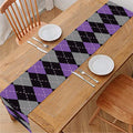 Black Grey And Purple Argyle Print Table Runner
