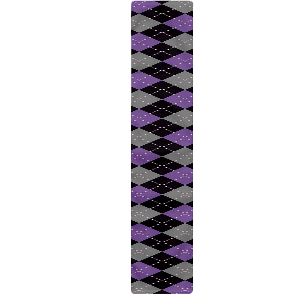 Black Grey And Purple Argyle Print Table Runner