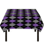 Black Grey And Purple Argyle Print Tablecloth
