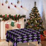 Black Grey And Purple Argyle Print Tablecloth