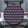 Black Grey And Purple Argyle Print Tire Cover With Camera Hole