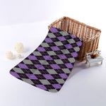 Black Grey And Purple Argyle Print Towel