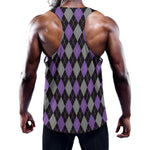 Black Grey And Purple Argyle Print Training Tank Top