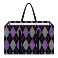Black Grey And Purple Argyle Print Utility Tote Bag