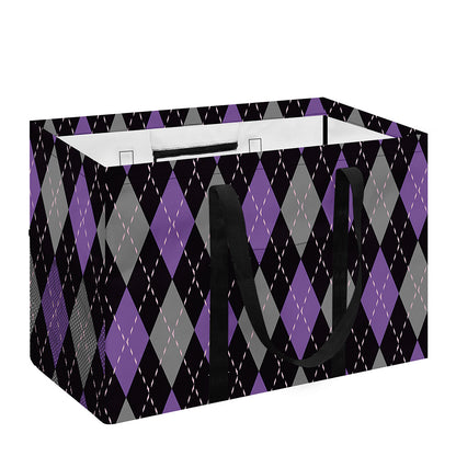 Black Grey And Purple Argyle Print Utility Tote Bag