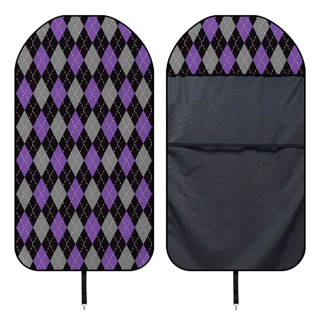 Black Grey And Purple Argyle Print Waterproof Car Seat Cover