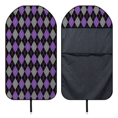 Black Grey And Purple Argyle Print Waterproof Car Seat Cover